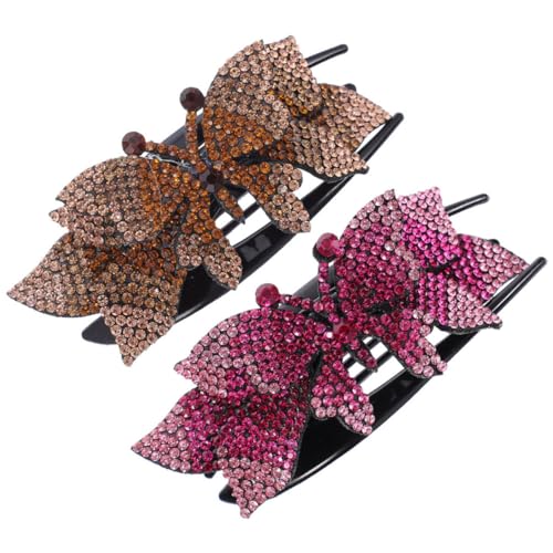 Ipetboom 2 Piezas rizador de horquilla facturado pasador de pedrería en la espalda horquillas moño alfileres horquilla clip para sujetar el cabello en la espalda pasador de pelo