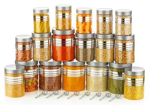 Image of Kitchen Food Storage Container Set, Transparent, PET Material, Airtight, Round, 1200ml 650ml 350ml, 250ml (Pack Of 24)