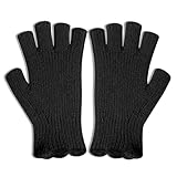 VICAITOYS Black Fingerless Gloves for Women for Typing, Gaming, Driving, Half Gloves for Fingerless Fishing, Touch Screen, Women Running, Fashion All Black Series - 1 Pair