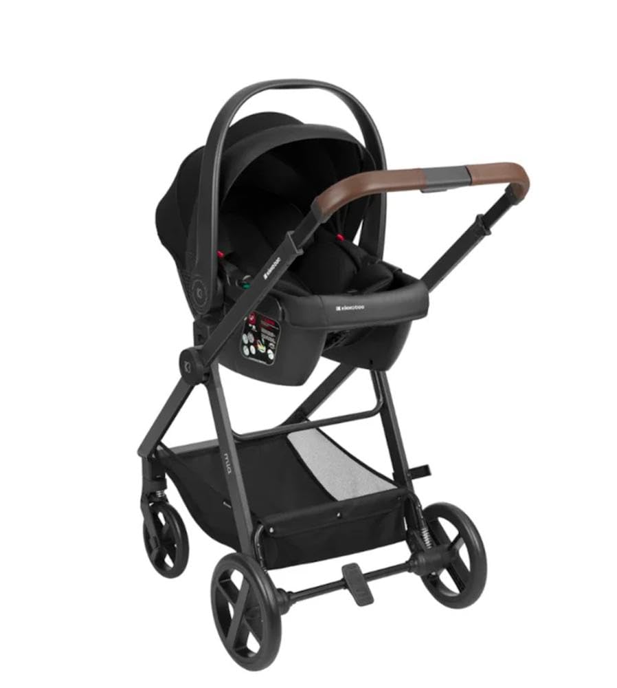 Kikka boo Wózek dziecięcy kombi Mia 3 w 1, gondola dla niemowląt, torba do przewijania, materac, czarny