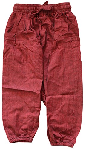 Shopoholic Fashion Bambini Hippie Harem Larga Boho Pantaloni Hippy Colorati Bambini Retro Comodo Tuta - tinta unita GRANATA, Small