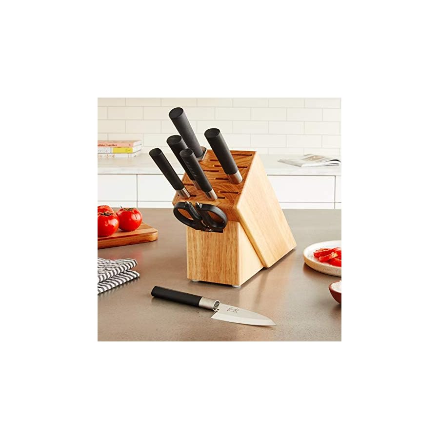 Kai-Wasabi-8-Piece-Block-Set-Kitchen-Knife-and-Knife-Block-Set-Includes-8-Chefs-Knife-4-Paring-Knife-6-Utility-Knife-More-Hand-Sharpened-Japanese-Kitchen-Knives Kai Wasabi 8-Piece Block Set, Kitchen Knife and Knife Block Set, Includes 8” Chef's Knife, 4” Paring Knife, 6” Utility Knife, & More, Hand-Sharpened Japanese Kitchen Knives