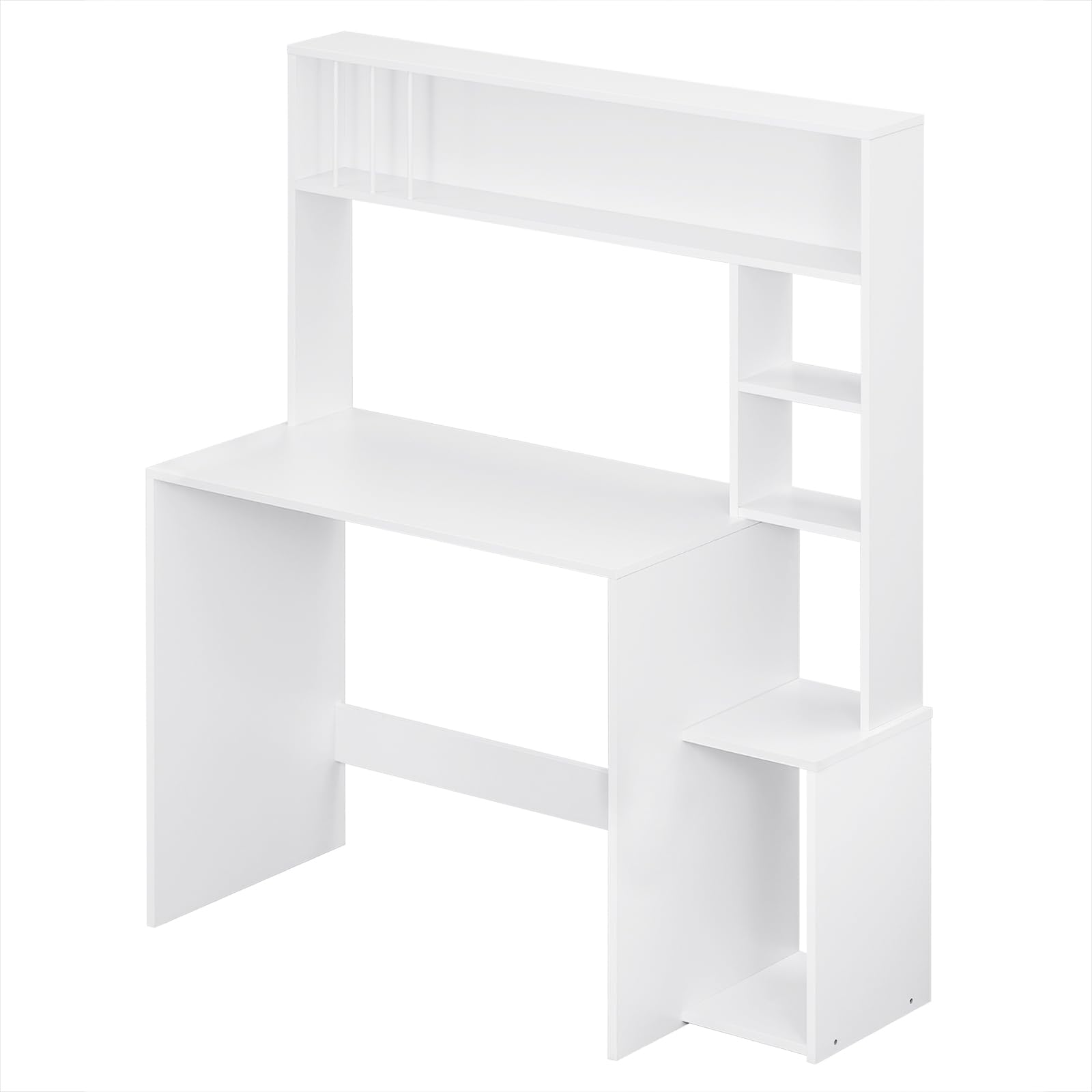eSituro Escritorio con Estanterías, 113x45x139 cm, Blanco | 5 Estantes Abiertos, para Hogar, Dormitorio y Estudio