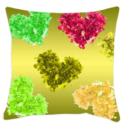Akshant Gift Wrap Flower Heart Theme Printed Soft Polyester Multicolor Throw Pillow with Filler for Valentine Akshant Gift, Size-12x12 Inches Set of 1 Pcs
