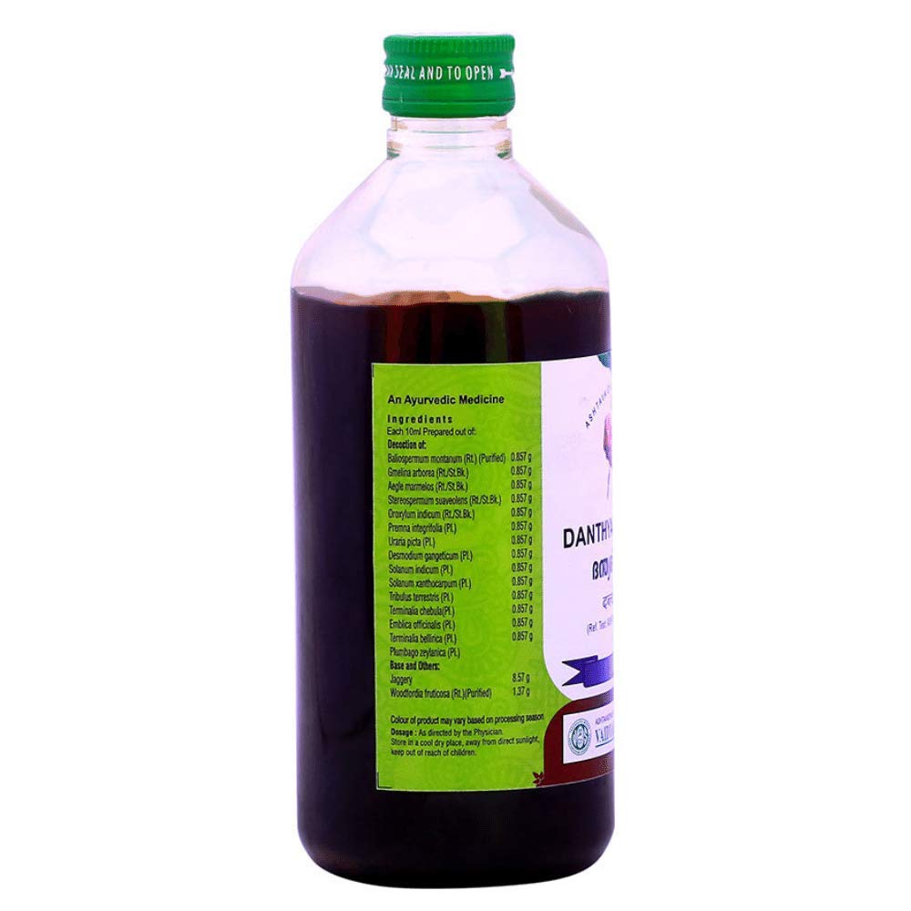 Vaidyaratnam Danthyarishtam 450 ml (paquete de 3) productos herbales ayurvédicos, productos orgánicos Ayurveda