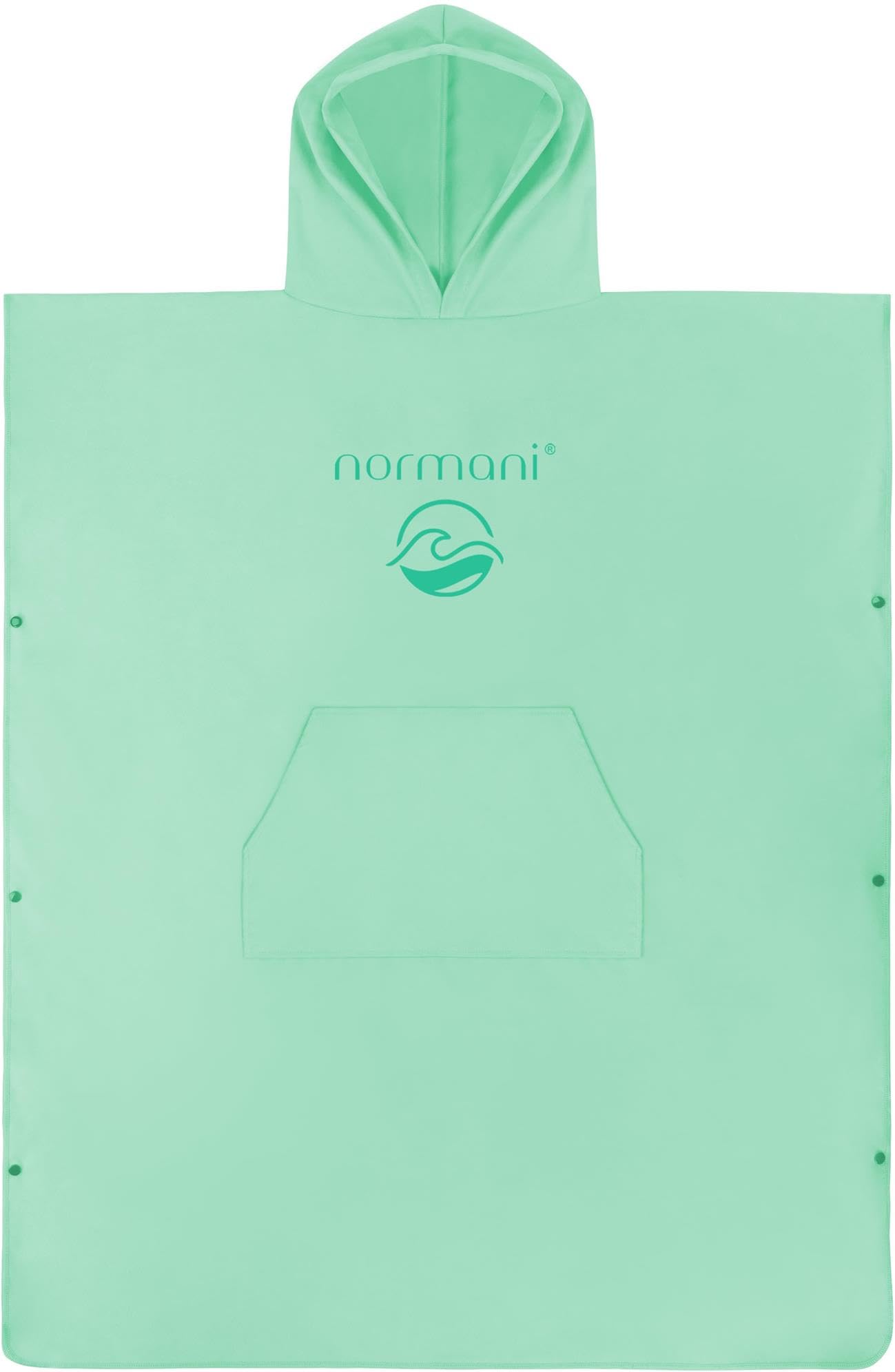 normani Badehandtuch mit Kapuze Badeponcho für Damen und Herren - Umziehhilfe, Surfer Poncho und Badetuch in Einem - perfekt für den Strand, Schwimmbad oder Campingplatz Minze 90 x 110 cm
