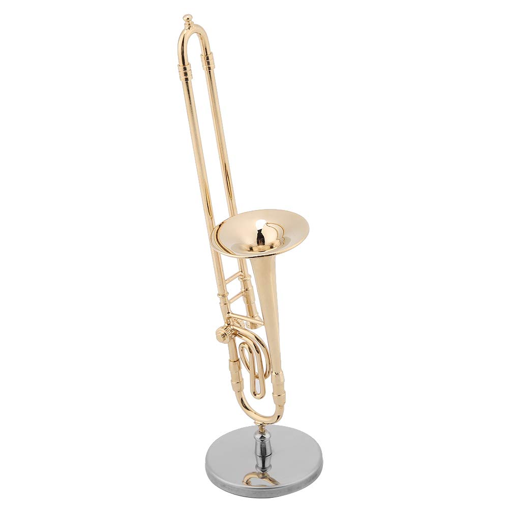 Modèle d'instrument Miniature, Trombone Miniature Rep Trombone Miniature, Modèle Musical, Mini en Laiton pour Vos Enfants ou Amis Musiciens.