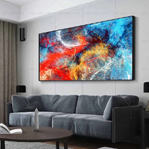 Peinture nuage abstrait rouge bleu pour créer un salon design et moderne