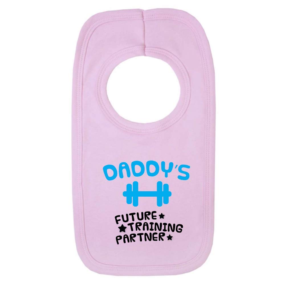 Kickass Tees Daddy's Future Training Buddy 1 Baby Bib One Size Pink Gym Workout Cute Funny New Born Gift