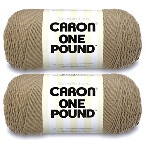 Image of Caron One Pound Taupe Yarn - 2 Pack of 454g /16oz - Acrylic - 4 Medium (Worsted) - 812 Yards - Knitting /Crochet