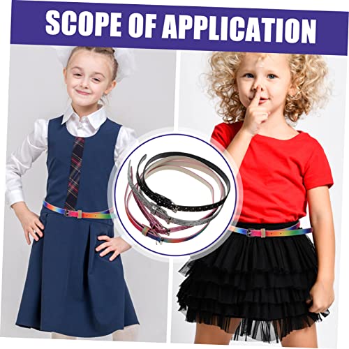 4pcs Boy Girl Faux Leather Belts for Rainbow Glitter Colors Heart Shape Design for Girls Jeans and Outfits 5