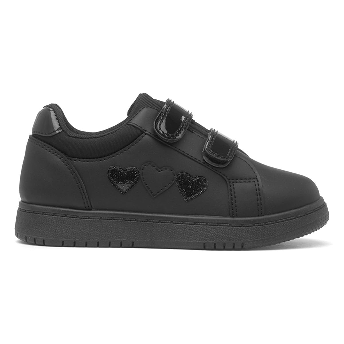 XL Kids Black Double Easy Fasten Heart Trainer — view 2