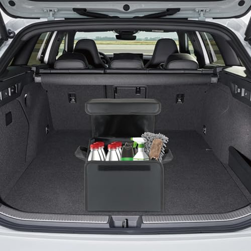 ENERFERO Faltbarer Kofferraum-Organizer aus PU – Mehrzweck-Aufbewahrungsbox für Auto, SUV und LKW – Großes Fassungsvermögen – Rutschfeste Unterseite – Wasserdicht (PU)