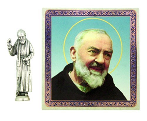 Patron Saint Padre Pio van Pietrelcina 1 1/2 Inch Pocket standbeeld met gebedskaart van Ambrosiana
