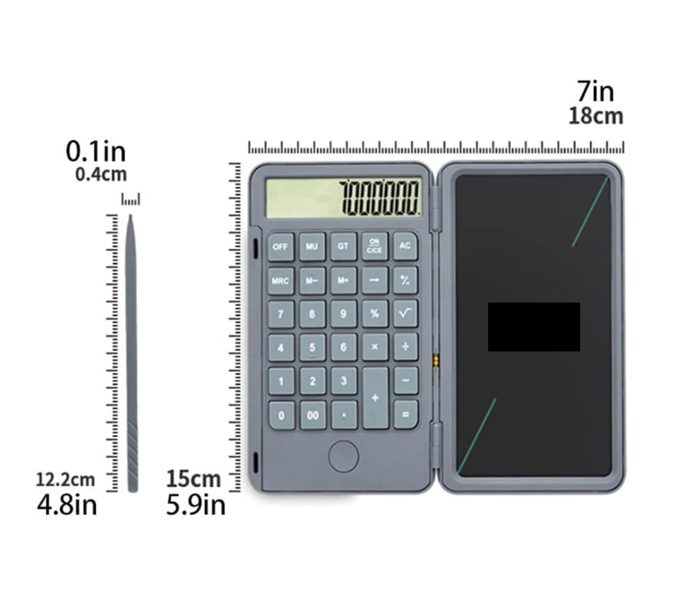 Kalkulatory Kalkulator, Kalkulator Notatnik Tablet LCD Do Pisania 6 Cali Kalkulatory 12-cyfrowy Wyświetlacz Tablice Do Planowania Przybory Szkolne(Grey)