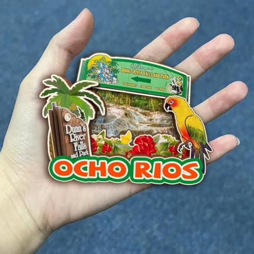 Imán decorativo de madera Ocho Rios Jamaica 3D miniatura 2