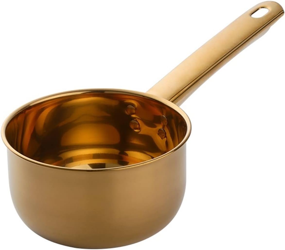 Ladles Kitchen Household Stainless Steel Water Scoop Long Handle Water Spoon Soup Ladle Food Serving Spoon Fruit Holder Soup Spoon soup spoon (Color : Gold-1pc)