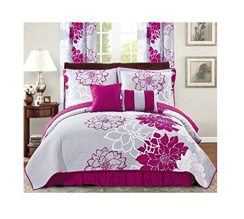 Todos los American colección nueva 6pc impreso Reversible Colcha Set con polvo volantes
