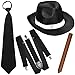Produktbild German Trendseller® - Mafia - Kostüm - Set - Deluxe  Gangster Schwarz  20er Jahre  Al Capone Hut + Krawatte + Hosenträger + Zigarre  Mafiosi Boss  Karneval / Fasching