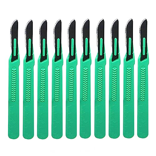 Sterile Skalpell Messer Steril Einmalskalpell Nr.10 rostfreiem Edelstahl Griff mit einem abgestuften Skala aus Kunststoff 10 einzeln verpackte Skalpelle