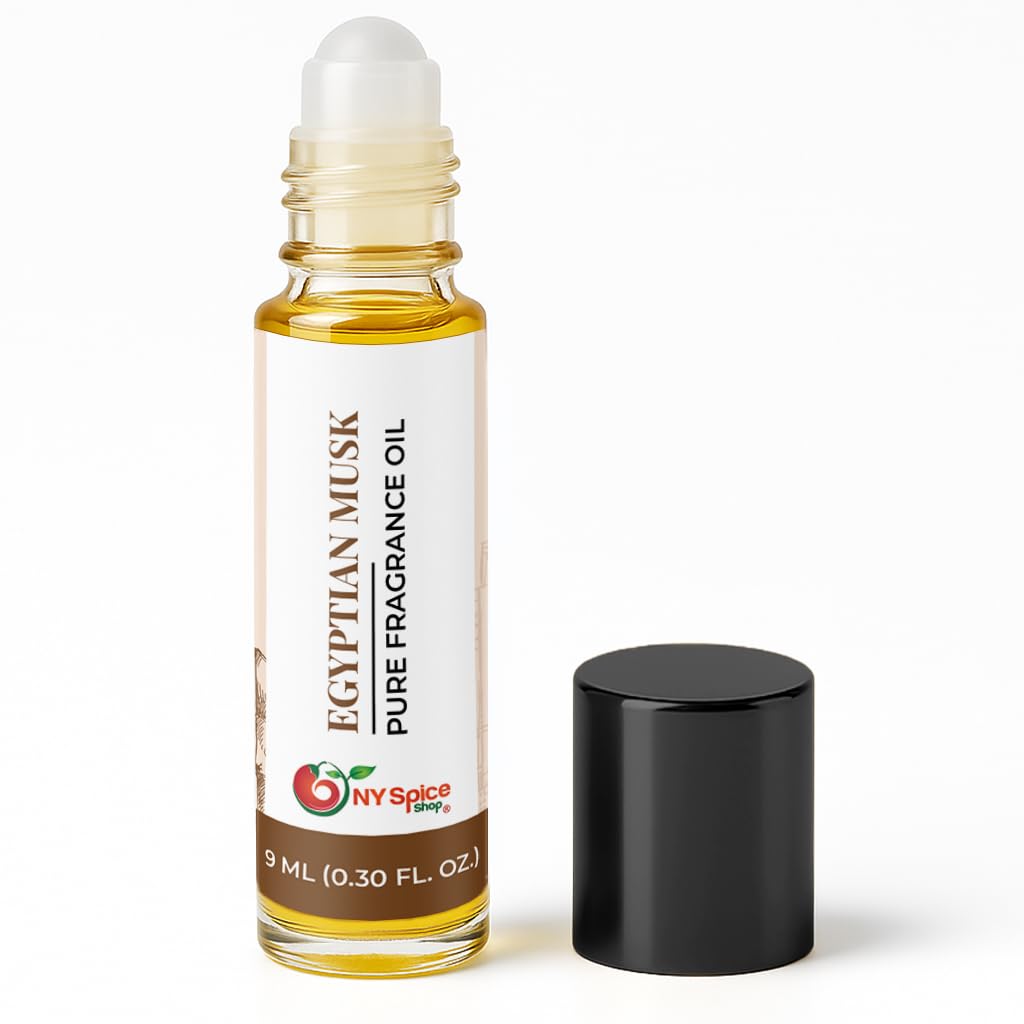 NY Spice Shop Egyptian Musk Fragrance  Pack of 1 Soft Floral Musk  Musky Essence & Oil Base Fragrance Blend with Enduring Aroma Tone  Traditional Arabic Perfume for Personal Scent Collection Egyptian Musk 0.3 Fl Oz (Pack of 1)
