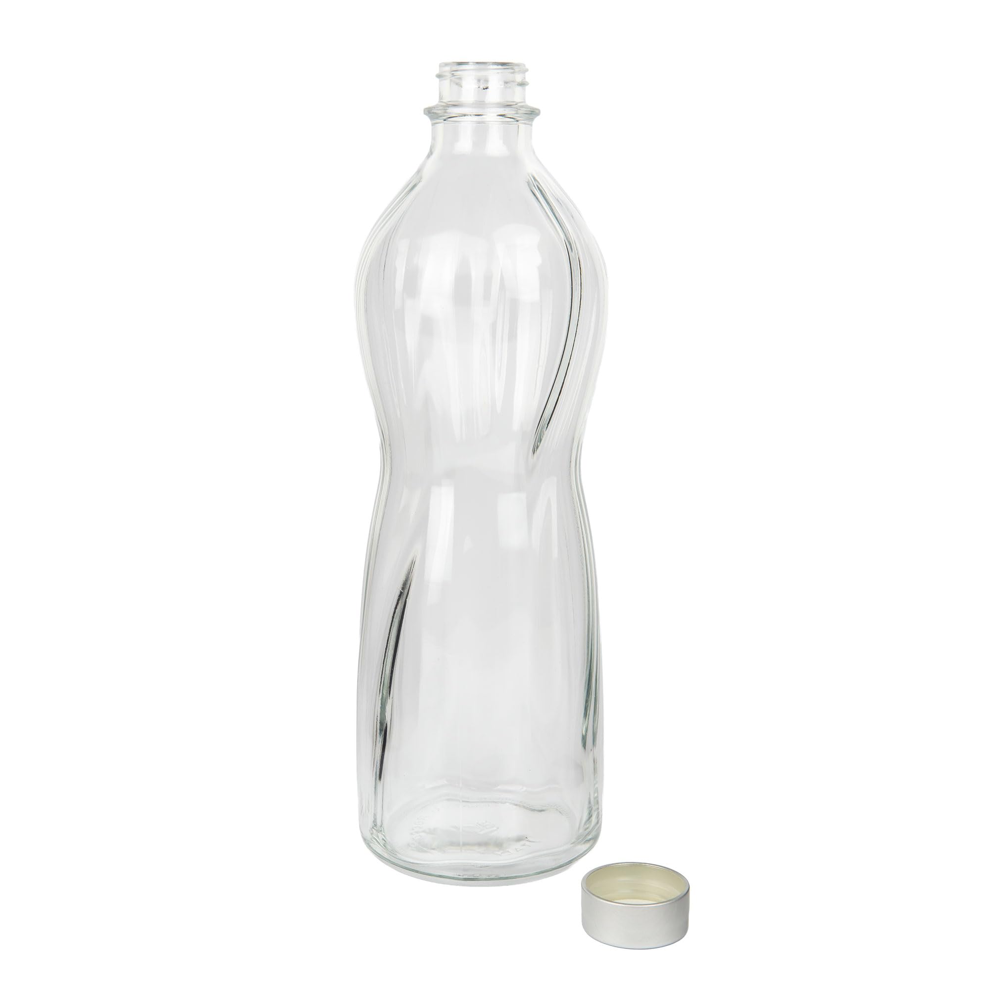 Cofan Botella de Vidrio con Tapón de Acero Inoxidable o Venta Unitaria | Capacidad: 1 litro | Elegancia y Funcionalidad para Bebida (1)