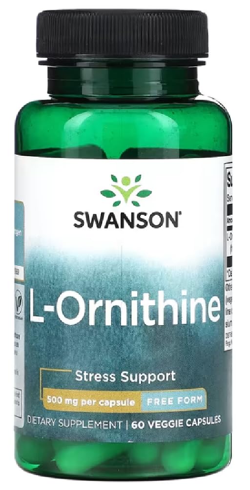 Swanson - L-Ornithine 500 mg | Unterstützung für Muskelregeneration und Stickstoffbalance - 60 Kapseln