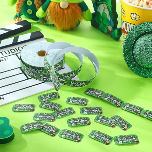Cholemy 1000 Pcs St. Patrick\'s Day Party Favors Shamrocks Raffle Tickets Roll Green Numbered Door Drinks Game Ticket for Irish Saint Patty\'s Day Carnival Party Decorations Supplies(Luck Shamrocks) - Thumbnail 4