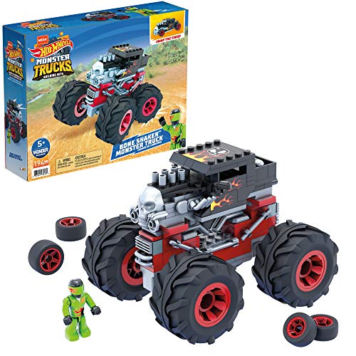 MEGA Construx GVM27 - Hot Wheels Monster Trucks Bone Shaker, Bauset mit 194 Teilen und 1 bewegliche Mikro-Actionfigur, Spielzeug zum Zusammenbauen, für Kinder ab 5 Jahren