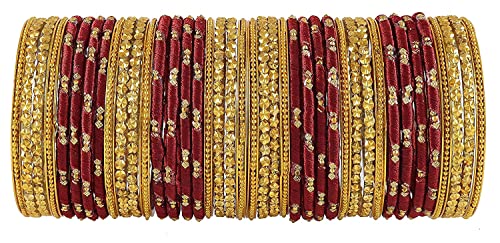 Image of NMII Acrylic (Plastic) With Silk Thread & Beads Studded Worked Glossy Finished Kada Set For Women and Girls