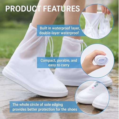 Image of Lify Waterproof Shoe Covers for Rain & Snow - Transparent Reusable Overshoes with Non-Slip PVC Rubber Sole for Men & Women - Protective Boot Covers for Cycling, Camping, Fishing, Travel, Gardening- 1 Pair