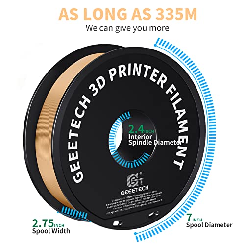 PLA Filament 1.75mm, Geeetech 3D Printer Consumables, 1kg Spool (2.2lbs), Dimensional Accuracy +/- 0.03mm, Fit Most FDM Printer, New Sand Gold - Thumbnail 5