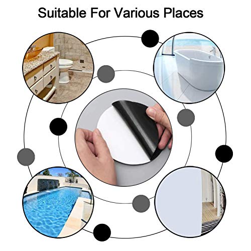 Kyerivs 30 PCS Bathtub Non Slip Stickers, Non Slip Shower Strips Shower Floor Non Slip Stickers Safety Shower treads for Adults Kids, Add Traction to Tubs, Floors, Steps, Stairs with Scraper(Black)