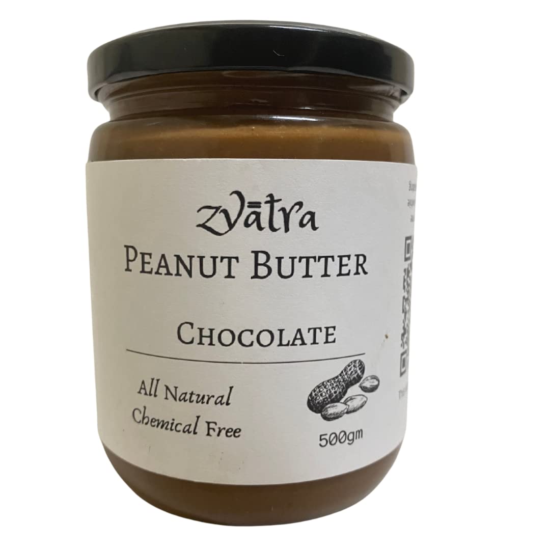 Zvatra Peanut Butter Chocolate Flavor 500 grams, Sweetened, Organic, Hand Roasted, Stone Ground, Vegan