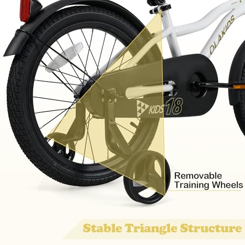Image of Olakids Kids Bike, 12 14 16 18 Inch Toddlers Bike with Training Wheels Safety Bell Adjustable Seat and Handlebar, Handbrake and Coaster Brake, Children's Bicycle for Boys Girls