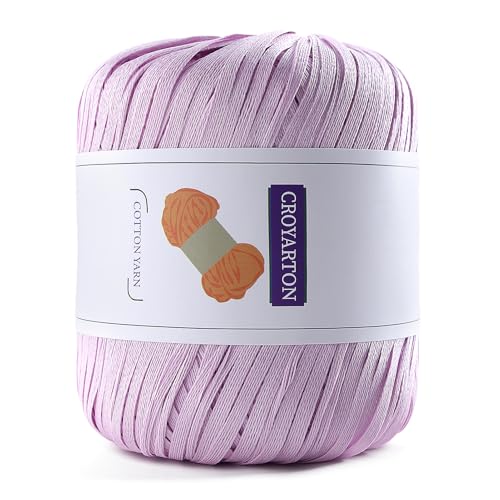 Image of Raffia Yarn for Crochet, Soft Cotton Yarn for Crocheting Summer Beach Bag /Hat, 114 Yards /1.76 Ounce Ribbon Paper Yarn for Beginners DIY Hand Knitting Handbag(Lavender Purple)