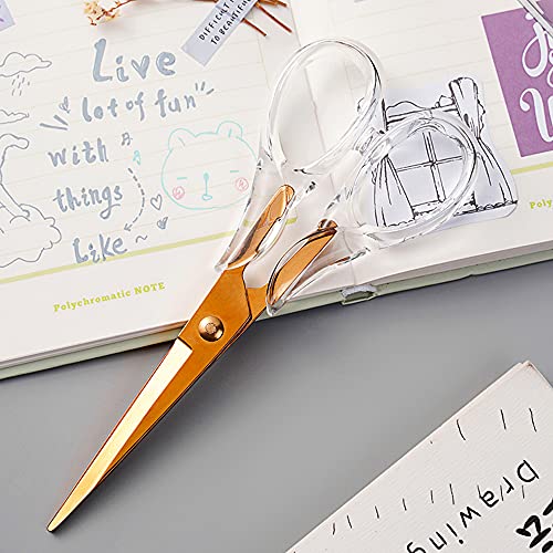 Acrylic Scissors,Stylish Scissors, Stainless Steel Scissors With Clear Acrylic Handle, Stationery Tool For Office, Home, School (Rosegold) #TOP2