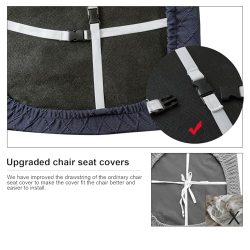 Image of Waterproof Seat Covers for Dining Room Chair Cushion Covers Set of 6 | Jacquard Removable Machine Washable Kitchen Chair Seat Slipcovers,Pet Hair And Stain Protection,Stretch Chair Protector