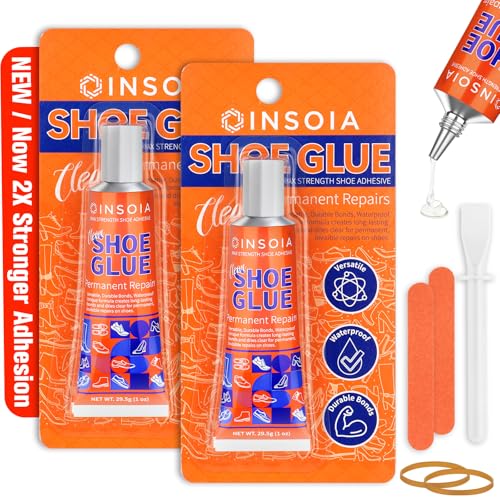 INSOIA Shoe Glue Sole Repair Kit 29.5 MLx 2, Heavy Duty Clear Shoe Adhesive, Waterproof, Flexible,...