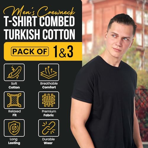Men’s Short Sleeve Crewneck Workout T-Shirt – 100% Combed Turkish Cotton, Soft Breathable Men Athletic Shirt for Activewear4