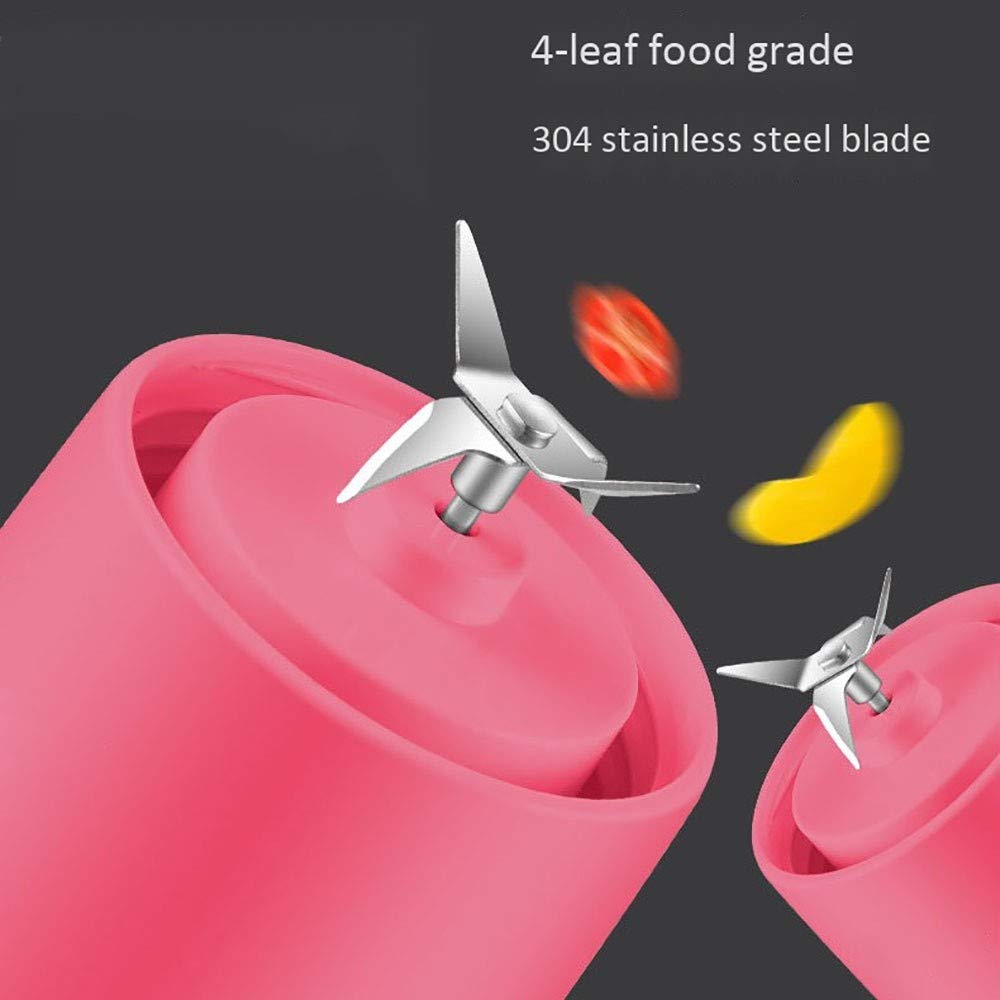 Licuadora Portátil, Mini Batidora de Vaso con 4 Cuchillas, 400ML Juicer Smoothie Maker USB Recargable Batidoras de Vaso Individuales para Fruta, Verdura, Smoothies, Milkshake