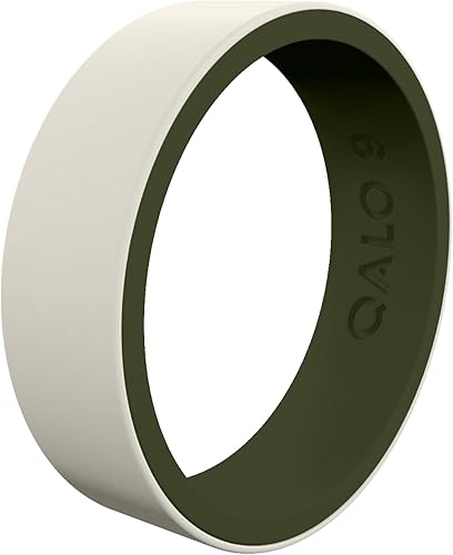 QALO Women's Rubber Silicone Ring, Blank Strata Rubber Wedding Band, Breathable,