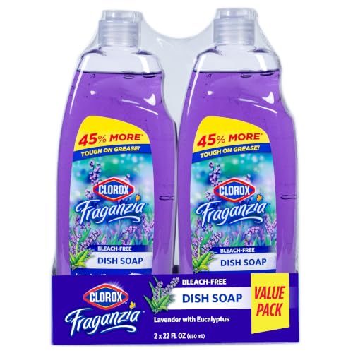 Image of Clorox Fraganzia Liquid Dish Soap, Lavender Scent, 22 Oz, 2 Pack | Cuts through tough grease fast, quick-rinsing formula, washes away grime, powerful daily clean, gentle