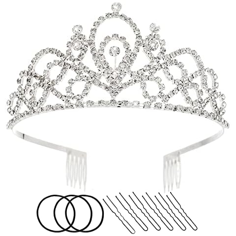 NEVEGE Tiara Crown for Women Girls Crystal Rhinestone Princess Crown Wedding Tiaras for Bride with Comb Queen Crown for Proms Birthday Party Pageants Halloween Costume Cover