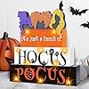 Halloween Wooden Block Sign with Led Lights- Halloween Orange White Black Light up Wood Sign Decor for Table Mantle- Halloween Festive Haunted House Farmhouse Home Tabletop Tiered Tray Decor