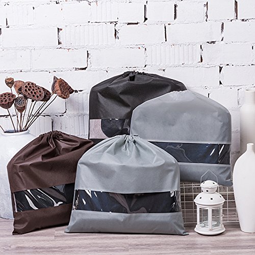 Tinton Life® Set Of 10 Non-Woven 19.7"X19.7" Drawstring Dust Cover Bag With Visual Window For Handbags Purses Shoes(Coffee) #TOP5