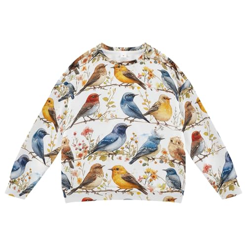 JUNZAN Aesthetic European Starling Birds White Little Kids Sweatshirts Hoodies Long Sleeve Kids Hoodies Boys Athletic 4T - Main Image
