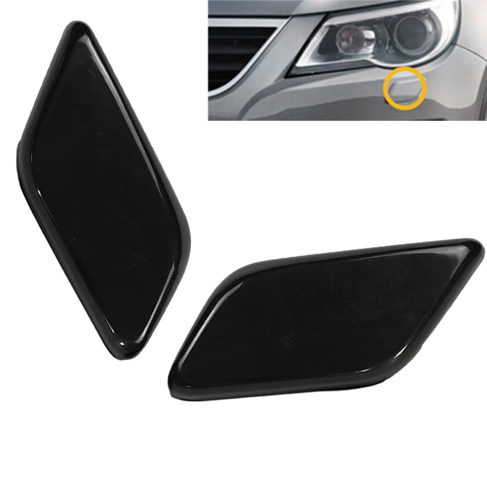 Baceyong Cache de lave-phare avant, Cache de lave-phare avant de pare-choc avant de style voiture, Nouveau cache de lave-phare avant avec buse de pulvérisation, 5N0955110, 5N0955109, 5N0 955 109