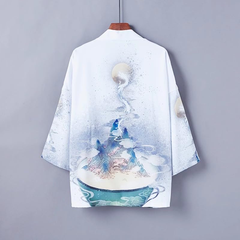 Image of LAI MENG FIVE CATS Women's Floral Print Loose Blouse Japanese Kimono Tops | Puff Sleeve,Cover up Top,Casual Cute Tops,Summer Cardigans 2026