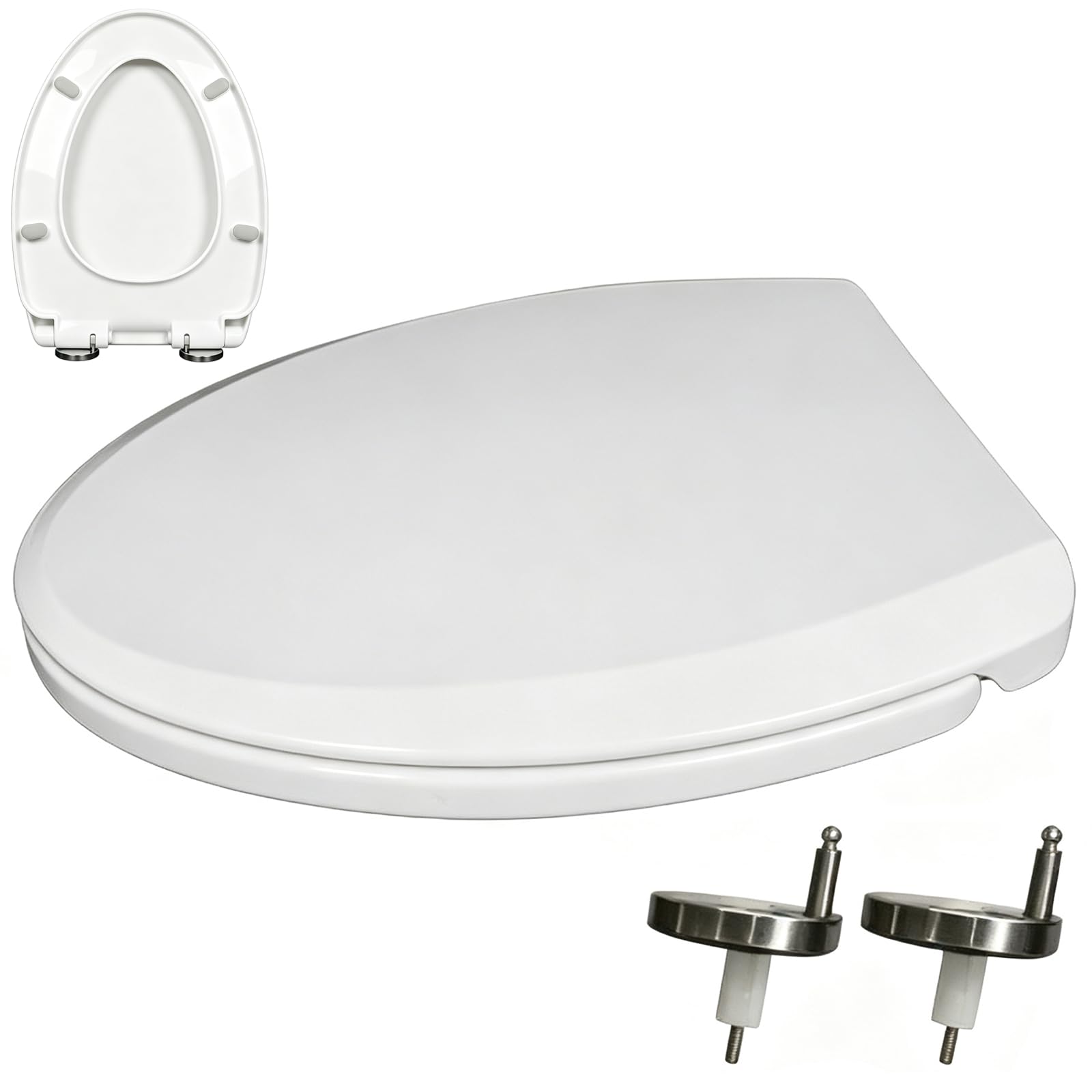 Brigtviee White Elongated Toilet Seat Soft Close, Durable Pp Toilet Seats
